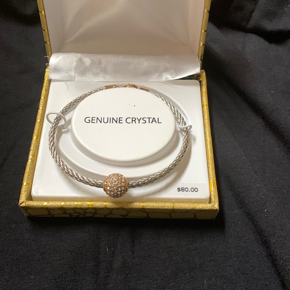 Source Unknown Silver Bracelet with Gold Crystal Bead - Picture 3 of 3